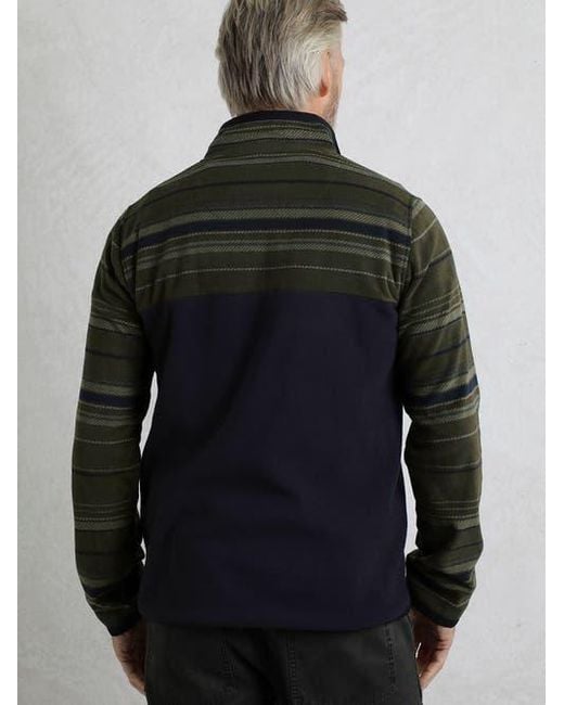 Weird Fish Black Gilbert 1/4 Zip Striped Microfleece for men