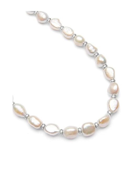 Nialaya Metallic Baroque Pearl Necklace for men