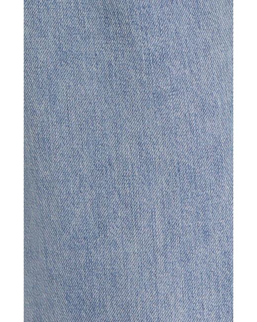 1822 Denim Blue Foldover Waist Raw Hem Wide Leg Jeans