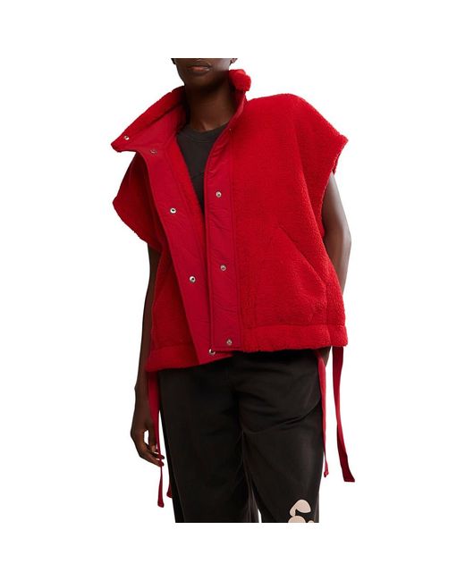 Free People Red Scout It Out Fleece Vest