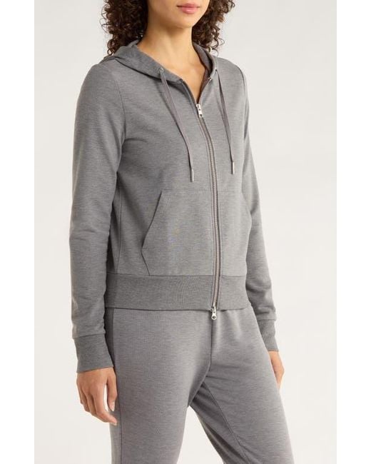 Mpg Gray Slim Fit Cozy Recycled Polyester Blend Fleece Full Zip Hoodie