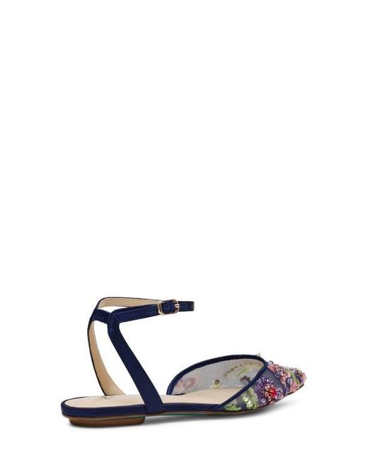 Betsey Johnson Blue Garbo Pointed Toe Ankle Strap Flat