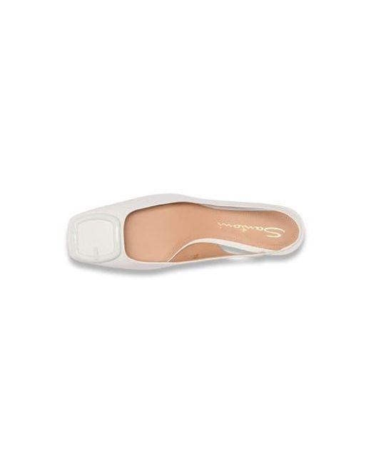 Santoni White Mid-Heel Slingback