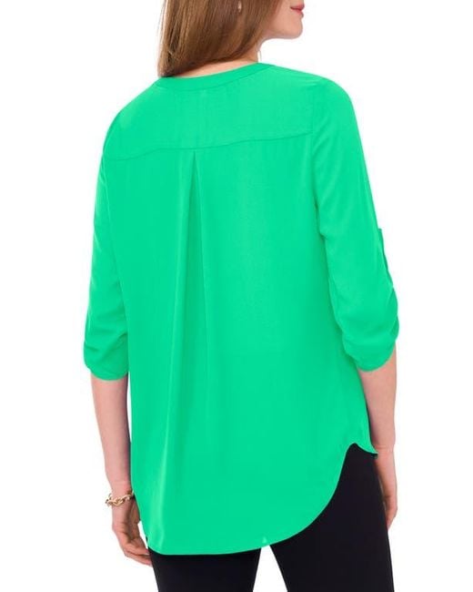 Chaus Green Split Neck Blouse