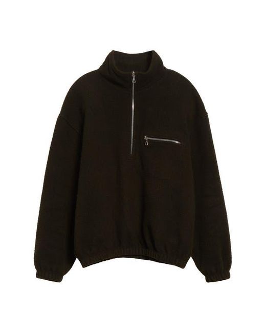 Rier Black Wool Fleece Half Zip Sweatshirt