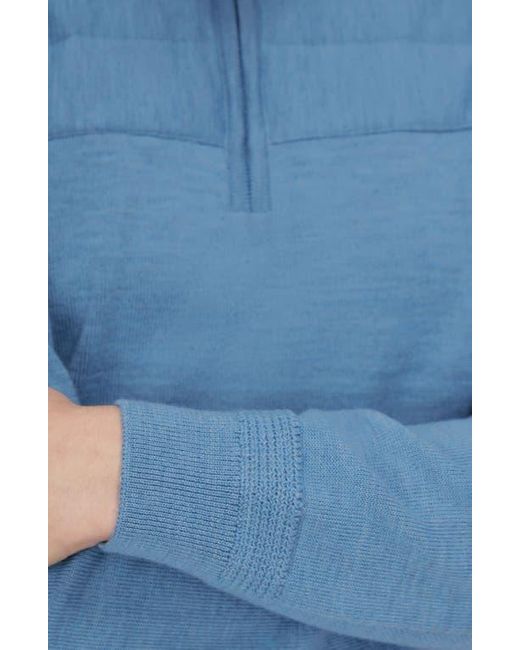 Bugatchi Blue Merino Wool Quarter Zip Sweater for men