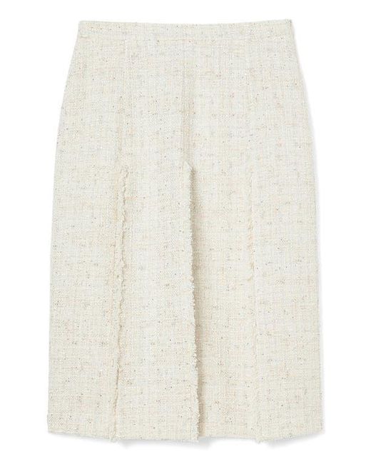 Marina Rinaldi Natural Eburnea Metallic Tweed Mixed Media Skirt