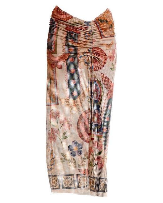 Agua Bendita Orange Tock Fiore Cover-Up Skirt