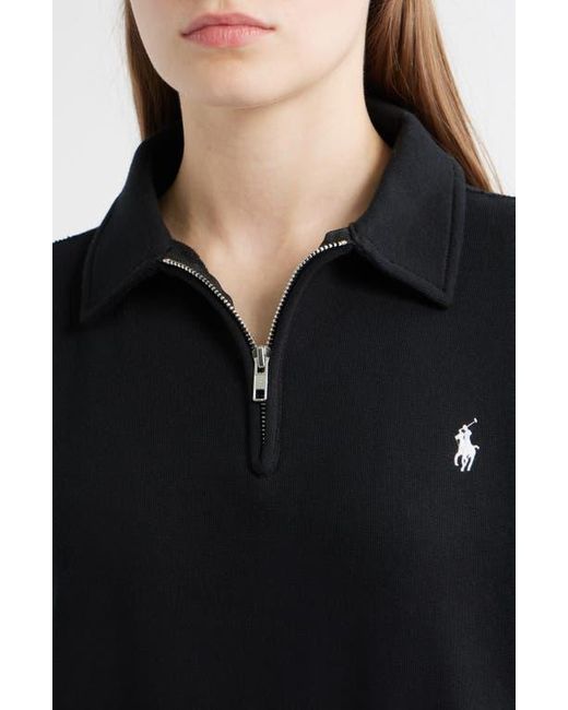 Polo Ralph Lauren Black Cotton Blend Fleece Quarter-Zip Sweatshirt
