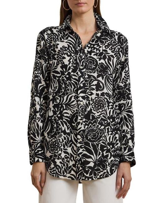 Ralph Lauren Black Floral Linen Button-Up Shirt