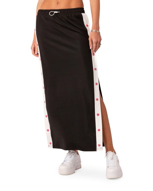 Edikted Black Athletic Side Snap Low Rise Maxi Skirt
