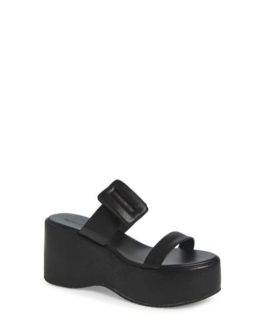 Chocolat Blu Black Platform Wedge Sandal