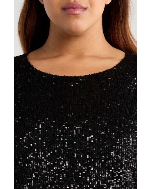 Tahari Black Sequin Tie Hem Top