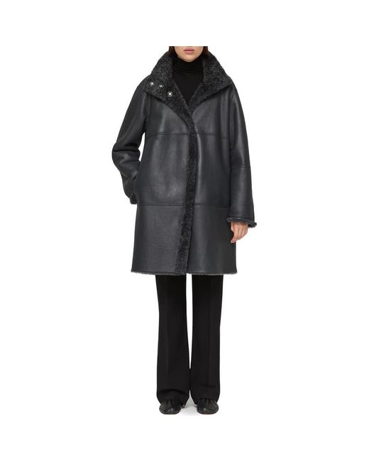 Lafayette 148 New York Black Reversible Genuine Shearling Coat