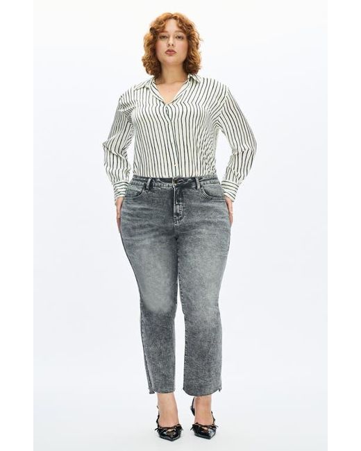 Bayeas Gray High Waist Ankle Slim Straight Leg Jeans