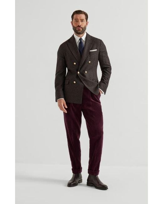 Brunello Cucinelli Black Prince Of Wales Deconstructed Blazer for men