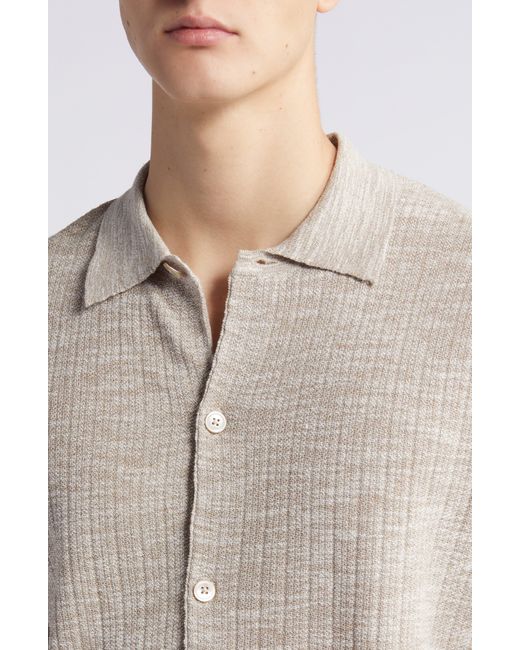NN07 Natural Nolan 6577 Knit Short Sleeve Button-up Shirt for men