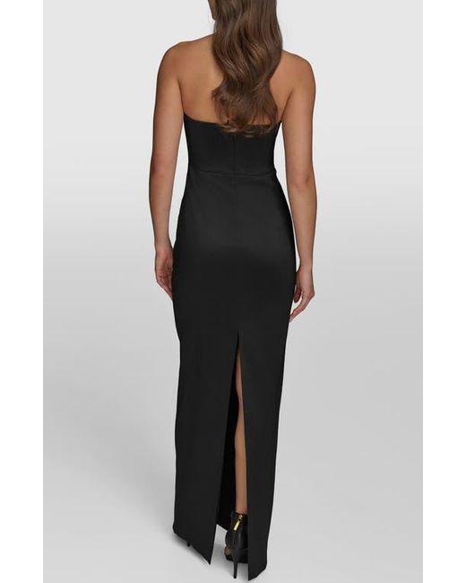 Donna Karan Black Strapless Satin Gown