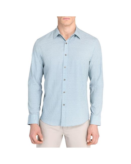 W.r.k. Blue Gingham Performance Button-Up Shirt for men