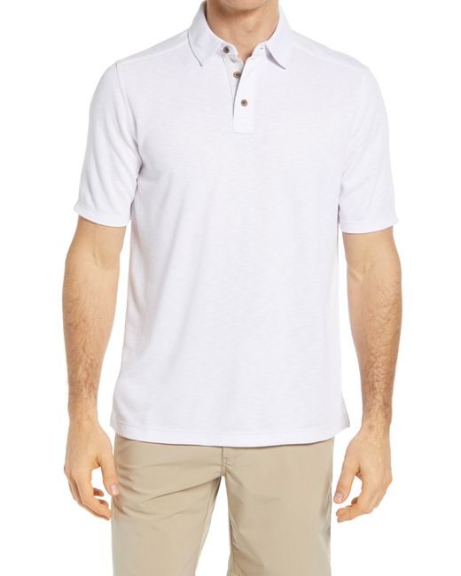 Johnston & Murphy White Slub Polo for men
