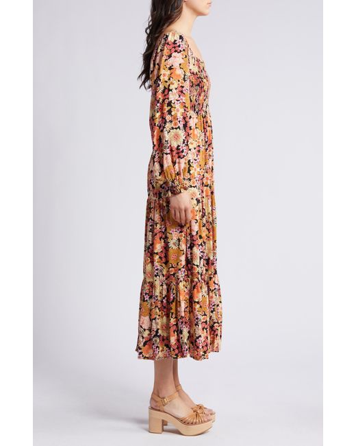 Rip Curl Multicolor Mystic Floral Smocked Long Sleeve Maxi Dress