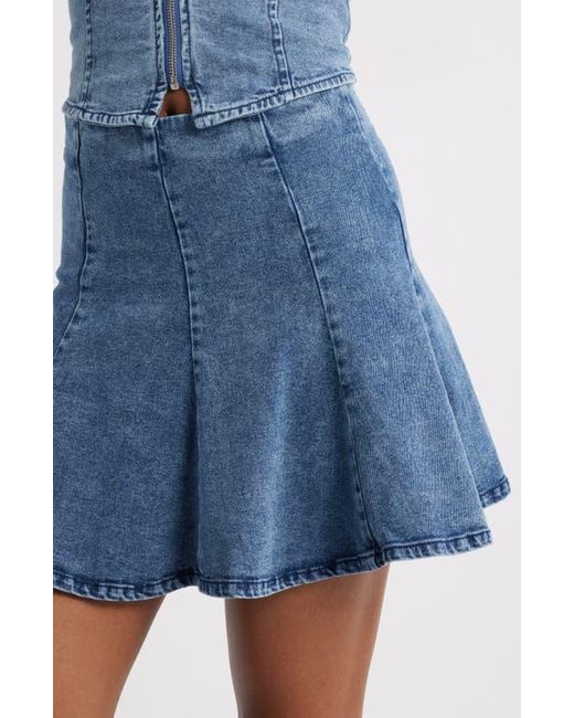 Steve Madden Blue Hadley Flare Denim Miniskirt