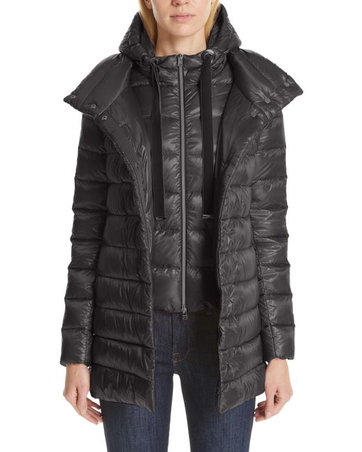 Herno Velvet High/low Quilted Down Puffer Coat With Removable Hooded ...