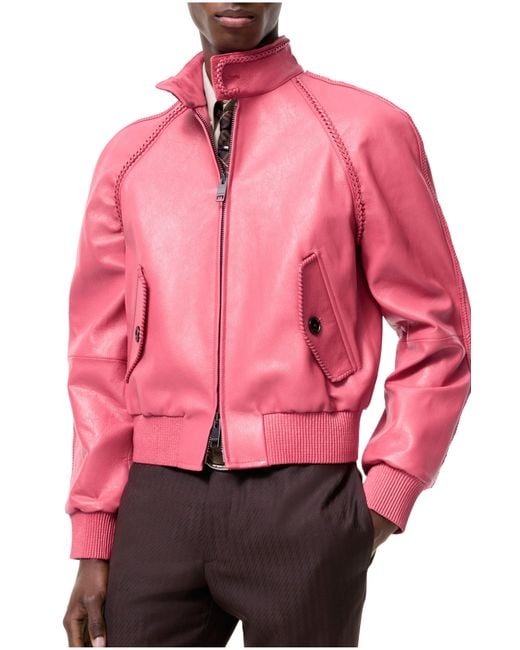 Burberry Red Leather Locksley Jacket for men