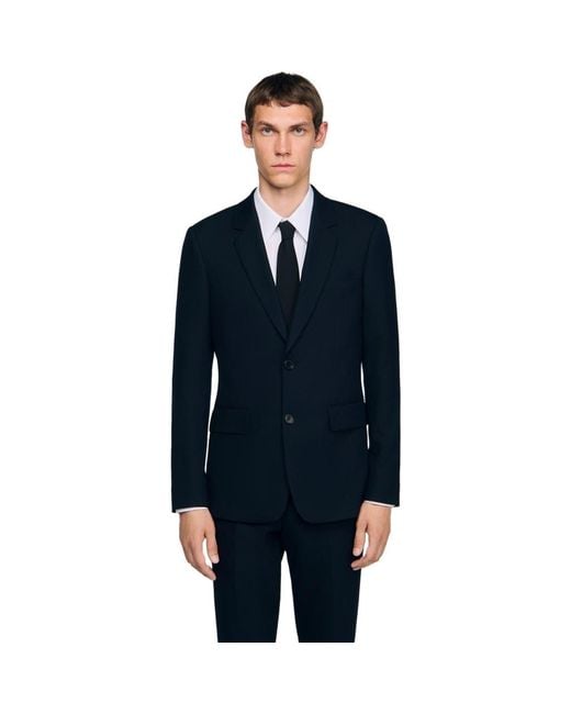 Sandro Blue Wool Suit Jacket for men