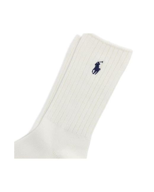 Polo Ralph Lauren White Basic Crew Socks