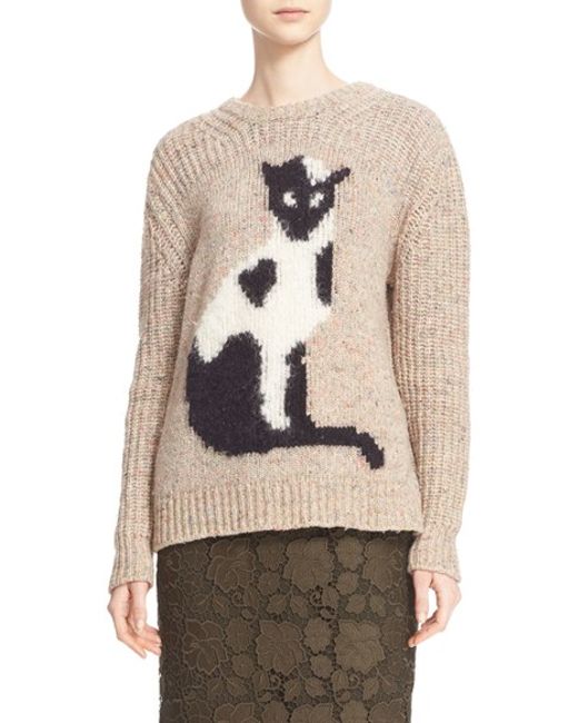 n 176 21 n 21 cat intarsia knit sweater in black lyst n 176 21 n 21 cat intarsia knit sweater in black lyst