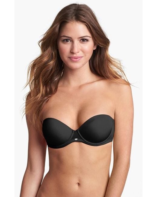 Calvin Klein Naked Glamour Convertible Strapless Push Up Bra In Black Lyst