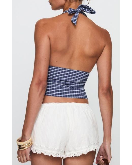 Princess Polly Blue Whimsy Gingham Halter Top