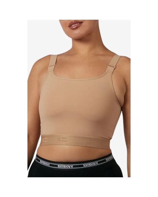 TOMBOYX Brown Compression Plus Crop Top