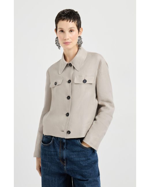 Brunello Cucinelli Natural Linen Diagonal Jacket