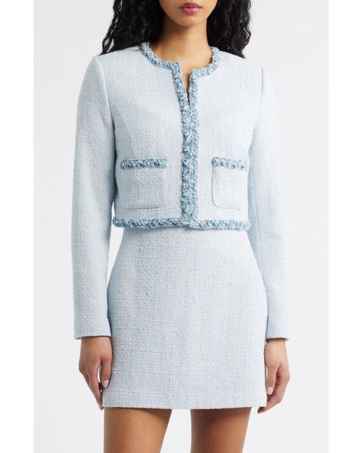 LoveShackFancy Blue Azula Crop Tweed Jacket