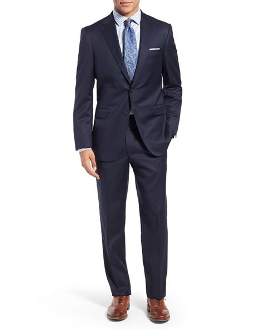 Samuelsohn Classic Fit Solid Wool Suit in Natural for Men (NAVY) | Lyst