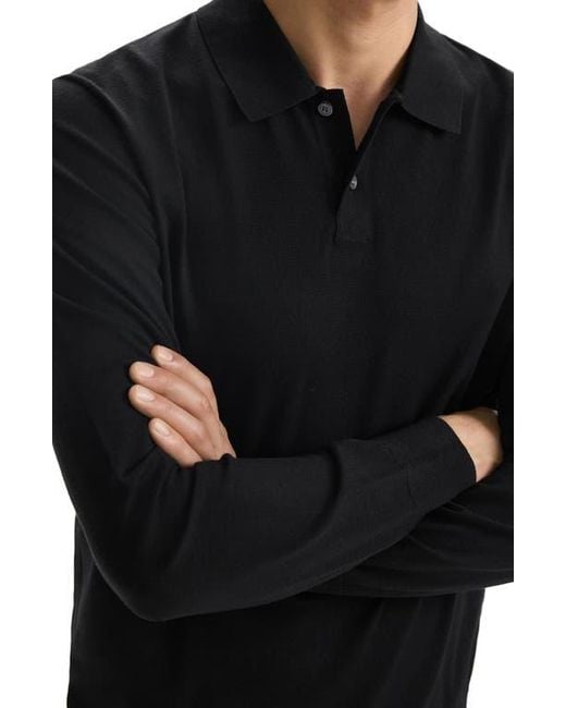 Theory Black Goris Long Sleeve Polo for men