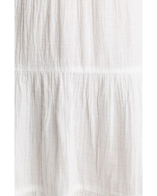 Beach Lunch Lounge White Kris Double Weave Tiered Cotton Dress