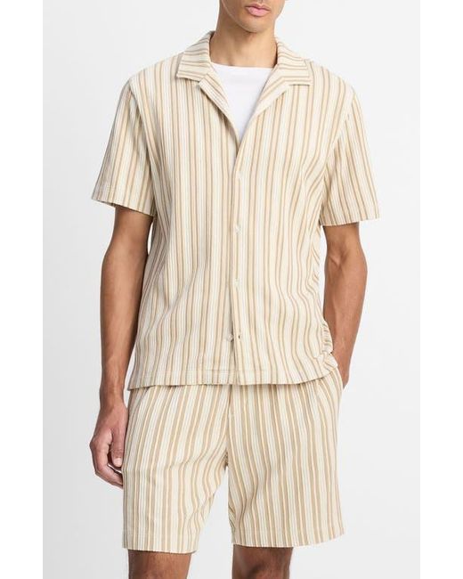 Vince Natural Jacquard Stripe Knit Camp Shirt for men
