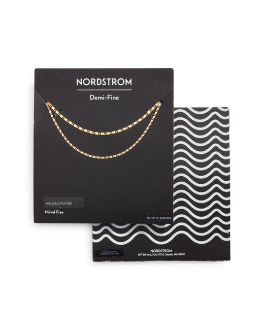 Nordstrom Black Demifine 2 Layer Bar Chain Necklace
