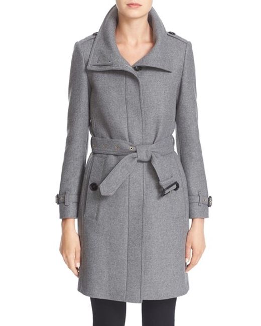 Burberry Gibbsmoore Funnel Collar Trench Coat in Gray | Lyst