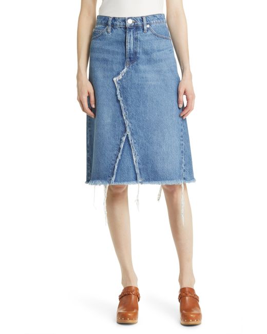 FRAME Blue Deconstructed Denim Skirt