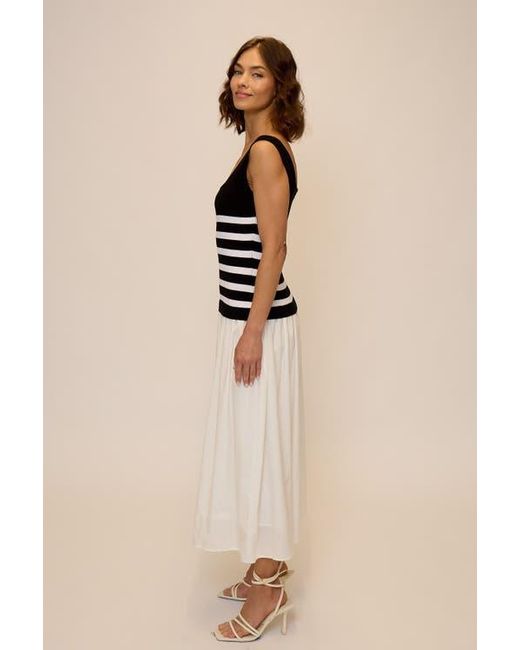 Central Park West Natural Sienna Squareneck Twofer Midi Dress
