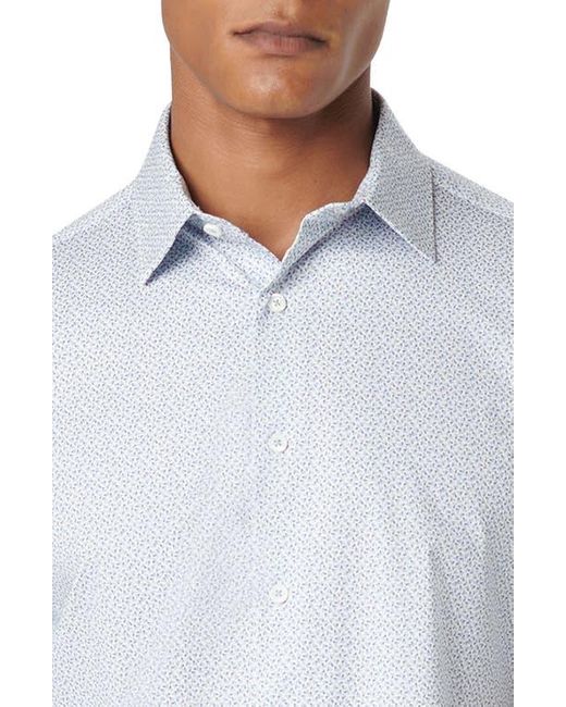 Bugatchi Blue Miles Ooohcotton Geo Print Short Sleeve Button-Up Shirt for men