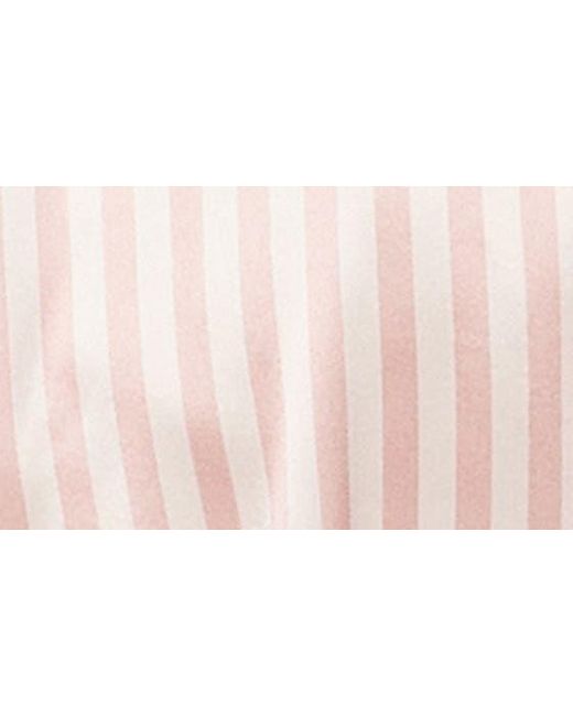 Petite Plume Pink Stripe Long Sleeve Mulberry Silk Nightshirt