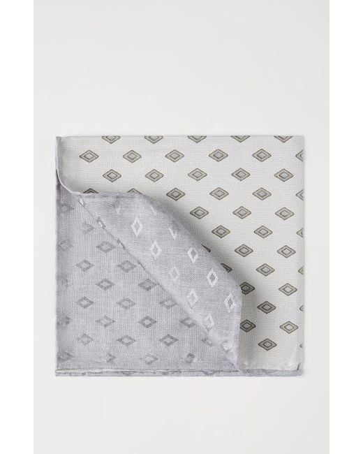 Brunello Cucinelli Gray Silk Pocket Square With Pattern for men