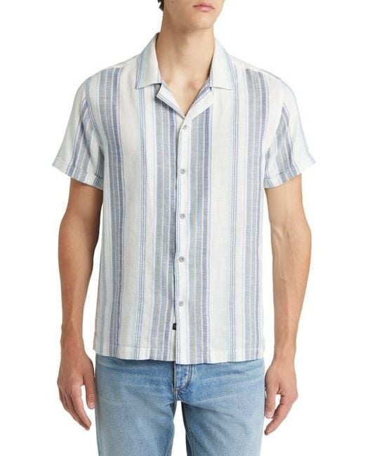 Rails Blue Amalfi Stripe Short Sleeve Cotton Button-Up Shirt for men