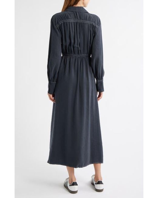 TOPSHOP Black Long Sleeve Midi Shirtdress
