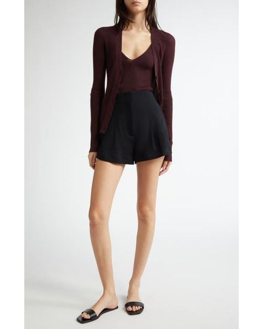 Johnstons Black Rib Superfine Cashmere V-Neck Cardigan